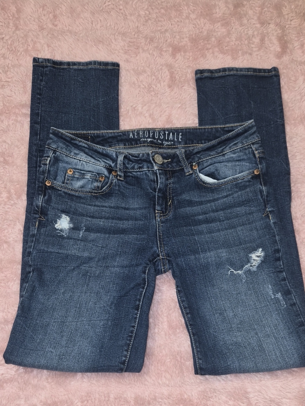 Aeropostale Women’s Dark Indigo Distressed Skinny Jeans